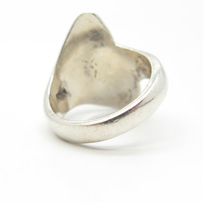 900 Silver Vintage Triangular Shark Tooth Modern Statement Ring Size 6.75