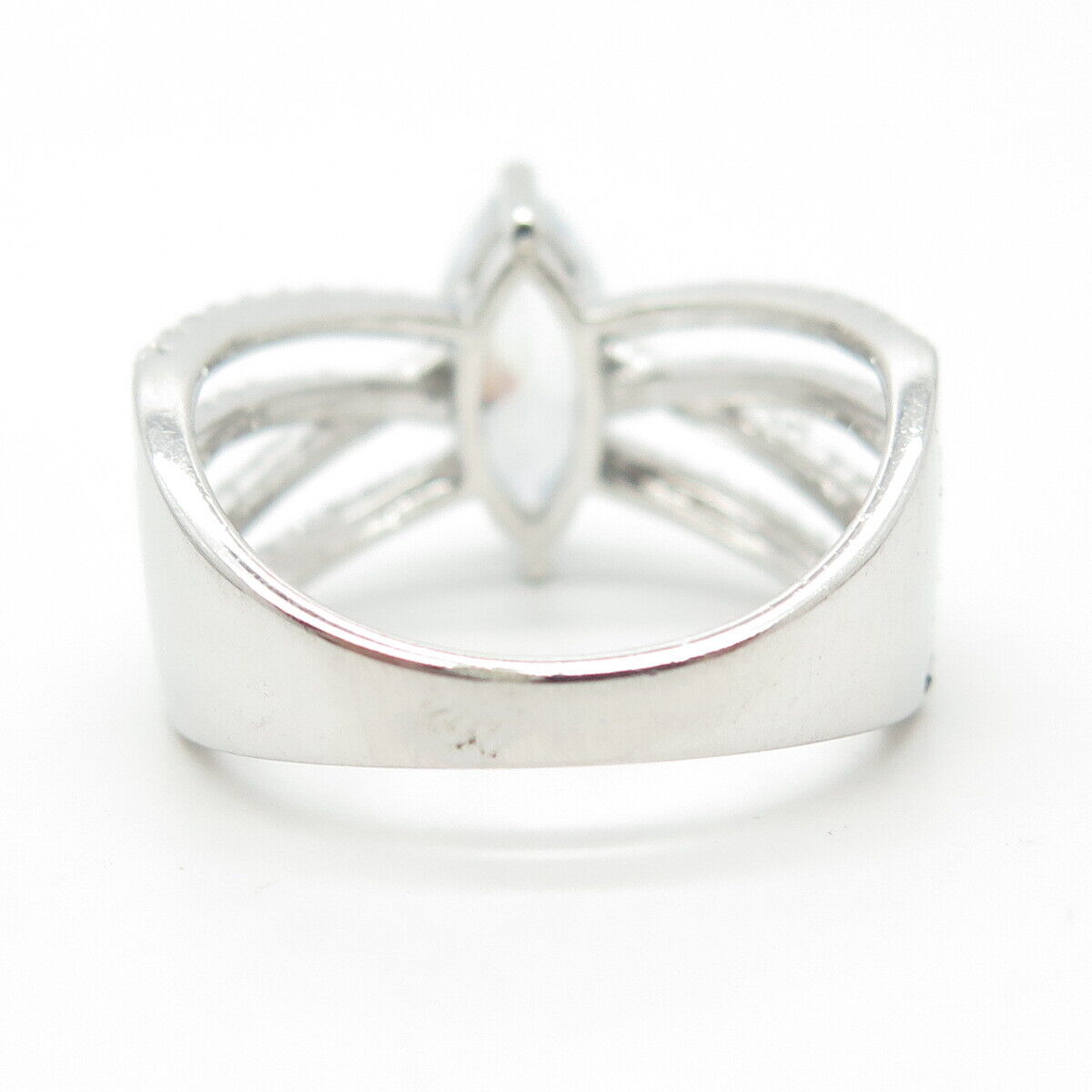 925 Sterling Silver Marquise-Cut C Z Ring Size 8.25