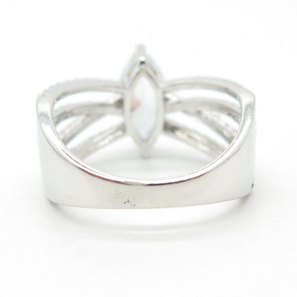 925 Sterling Silver Marquise-Cut C Z Ring Size 8.25