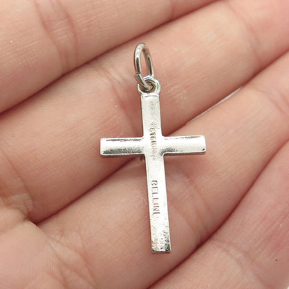 925 Sterling Silver Vintage Cellini C Z Center Cross Pendant