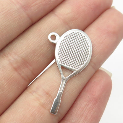 925 Sterling Silver Vintage Citibank Tennis Racket Charm Pendant