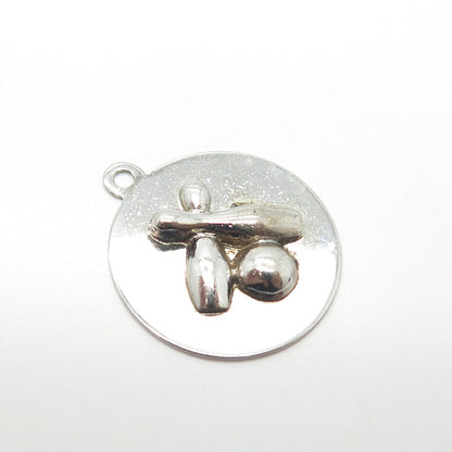 925 Sterling Silver Vintage Good Luck in Bowling Charm Pendant