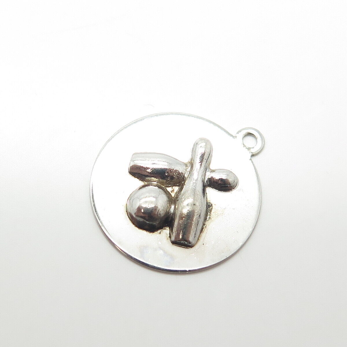 925 Sterling Silver Vintage Good Luck in Bowling Charm Pendant