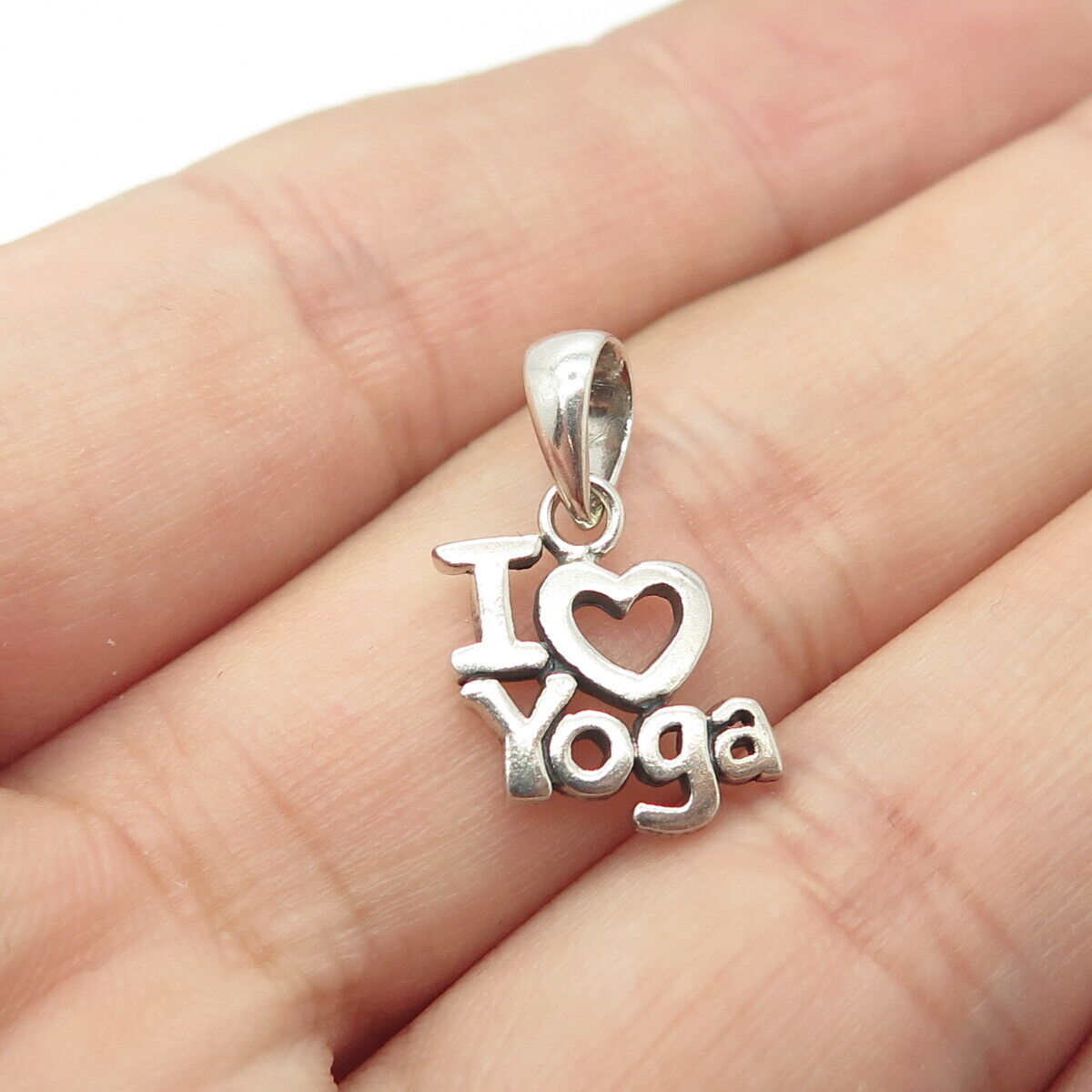 925 Sterling Silver I Love Yoga Charm Pendant