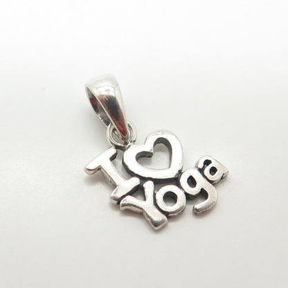 925 Sterling Silver I Love Yoga Charm Pendant