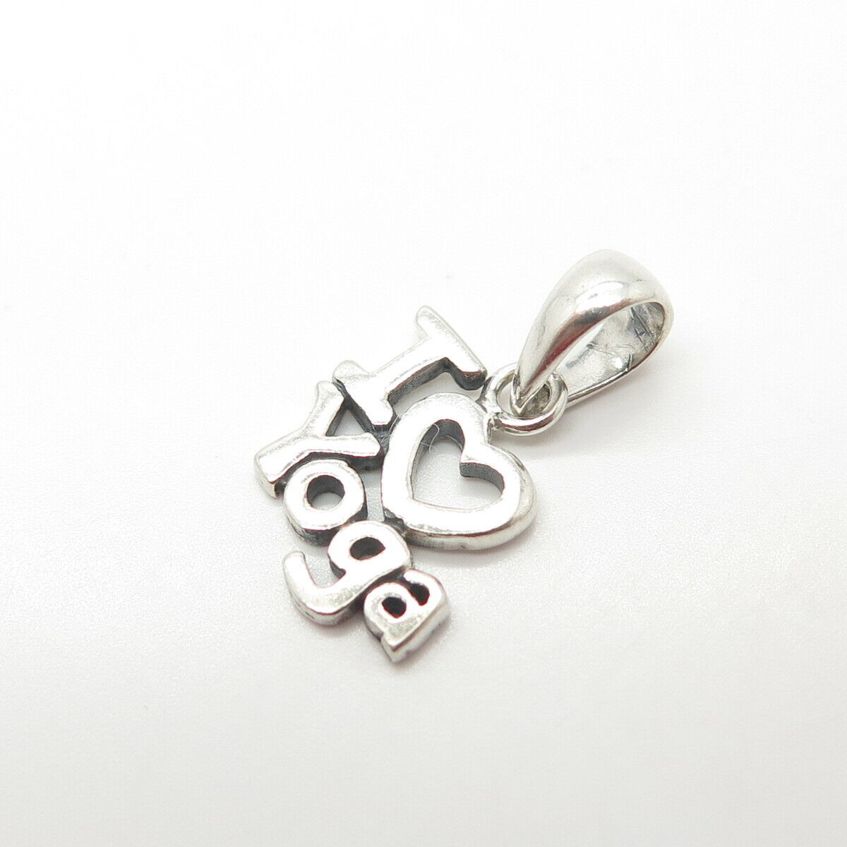 925 Sterling Silver I Love Yoga Charm Pendant