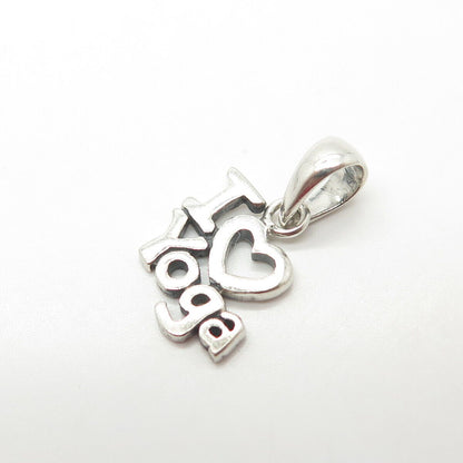 925 Sterling Silver I Love Yoga Charm Pendant