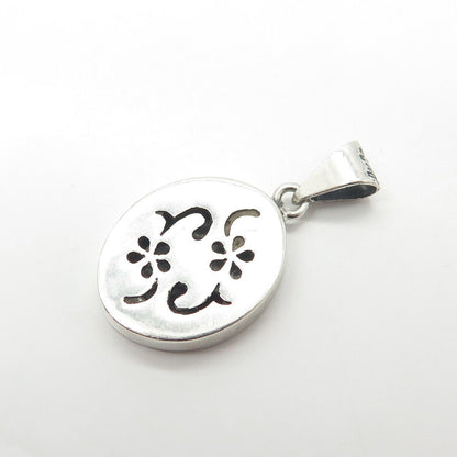 925 Sterling Silver Vintage G7 Floral Shadow Box Pendant