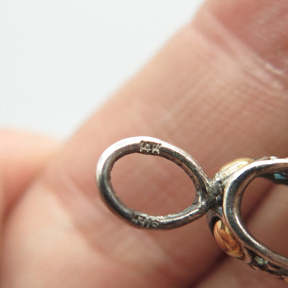 925 Sterling Silver 14K Gold Vintage Real Pearl & Black Onyx Chain Necklace 16"