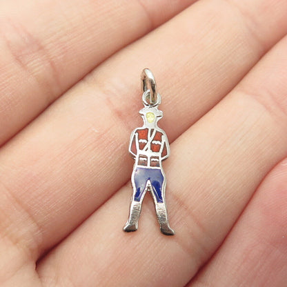 925 Sterling Silver Antique Art Deco Breadner Mfg Co Enamel Royal Police Pendant