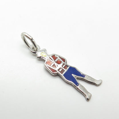 925 Sterling Silver Antique Art Deco Breadner Mfg Co Enamel Royal Police Pendant