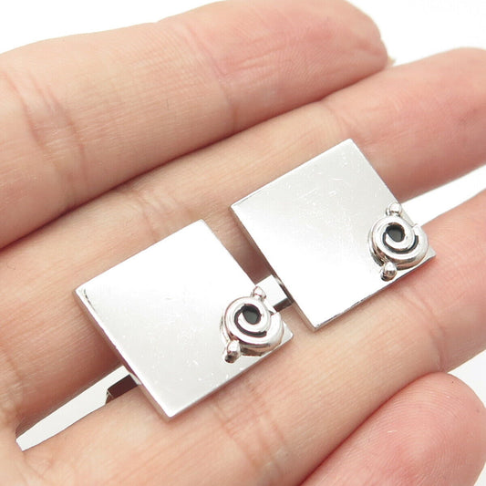 925 Sterling Silver Vintage Swank Spiral Square Cufflink