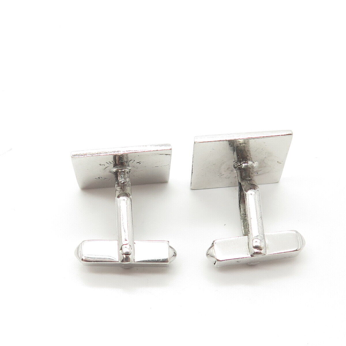 925 Sterling Silver Vintage Swank Spiral Square Cufflink