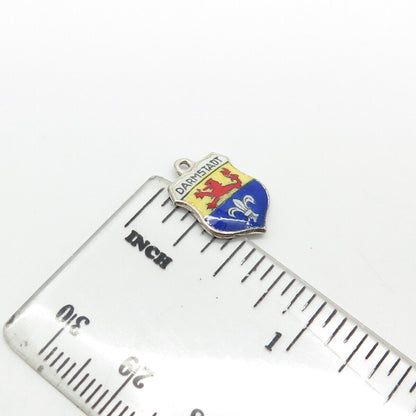 925 Sterling Silver Vintage Germany Enamel Darmstadt Coat of Arms Charm Pendant