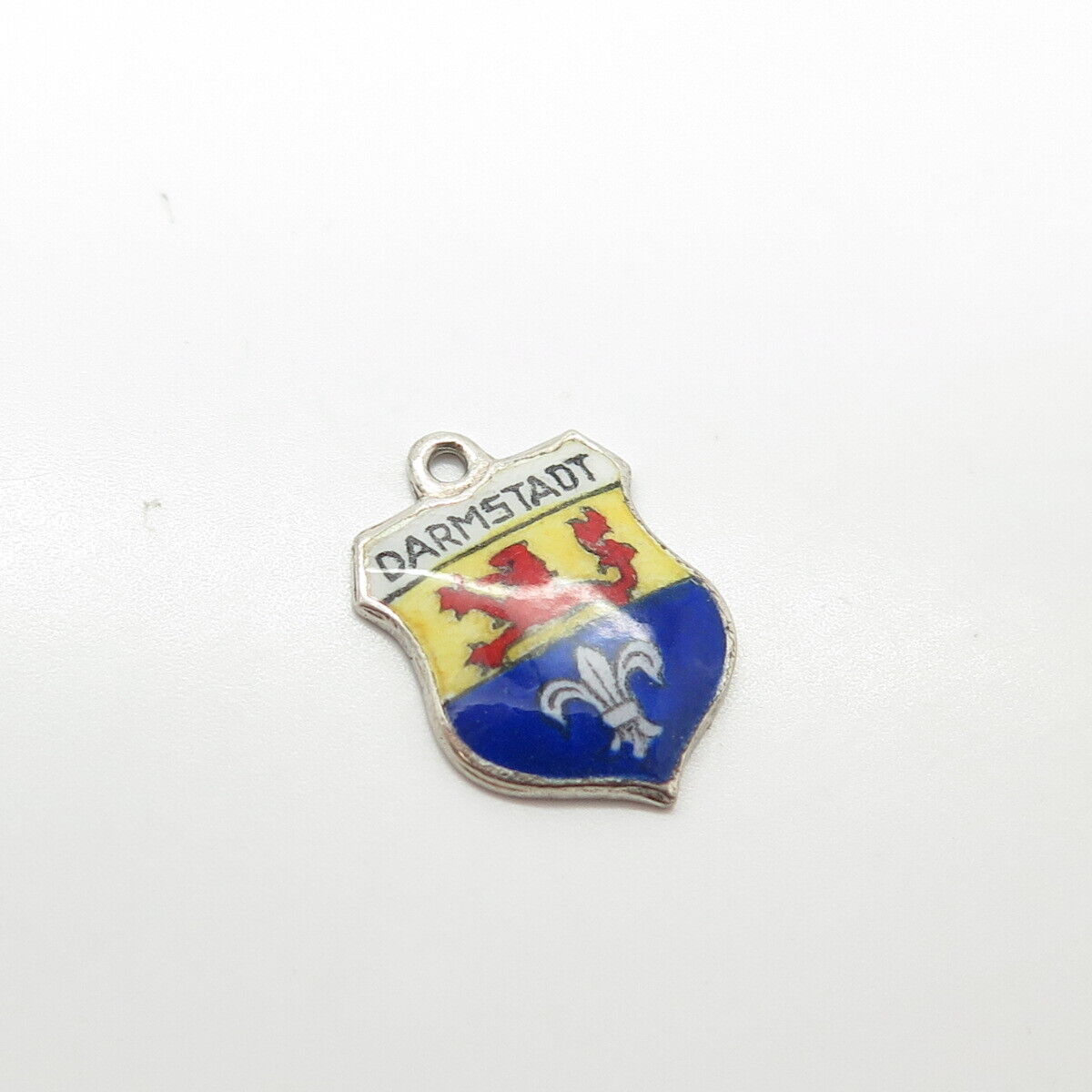 925 Sterling Silver Vintage Germany Enamel Darmstadt Coat of Arms Charm Pendant