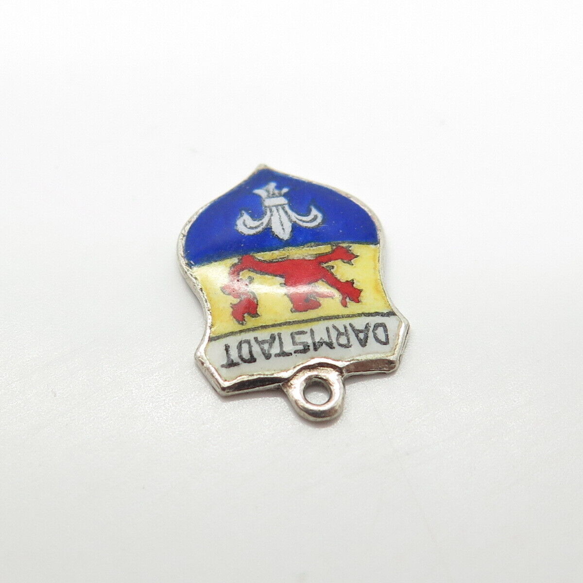 925 Sterling Silver Vintage Germany Enamel Darmstadt Coat of Arms Charm Pendant