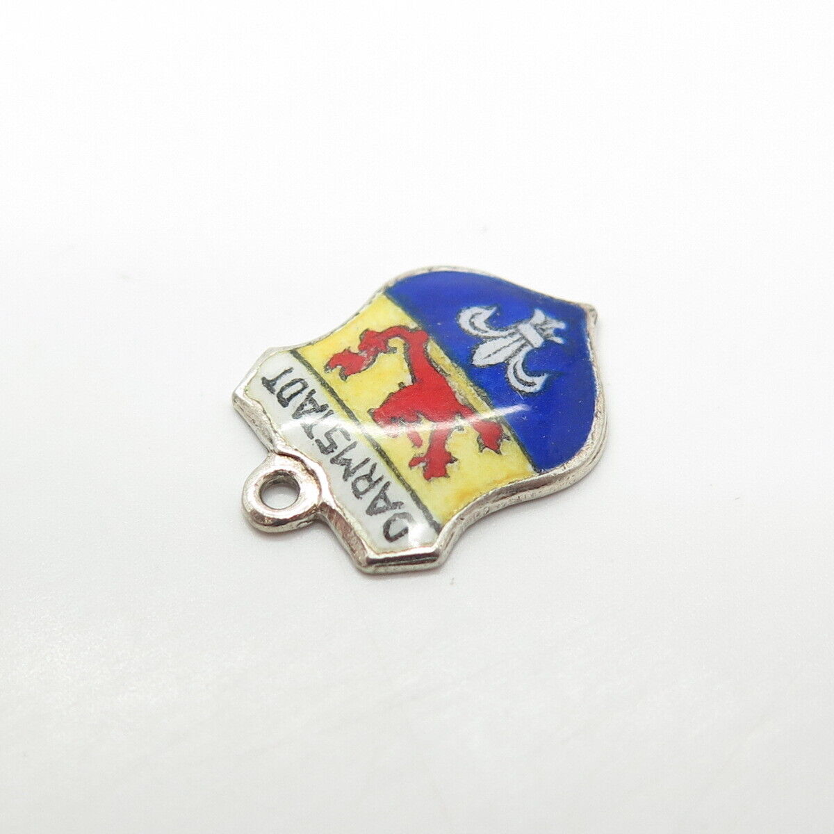 925 Sterling Silver Vintage Germany Enamel Darmstadt Coat of Arms Charm Pendant