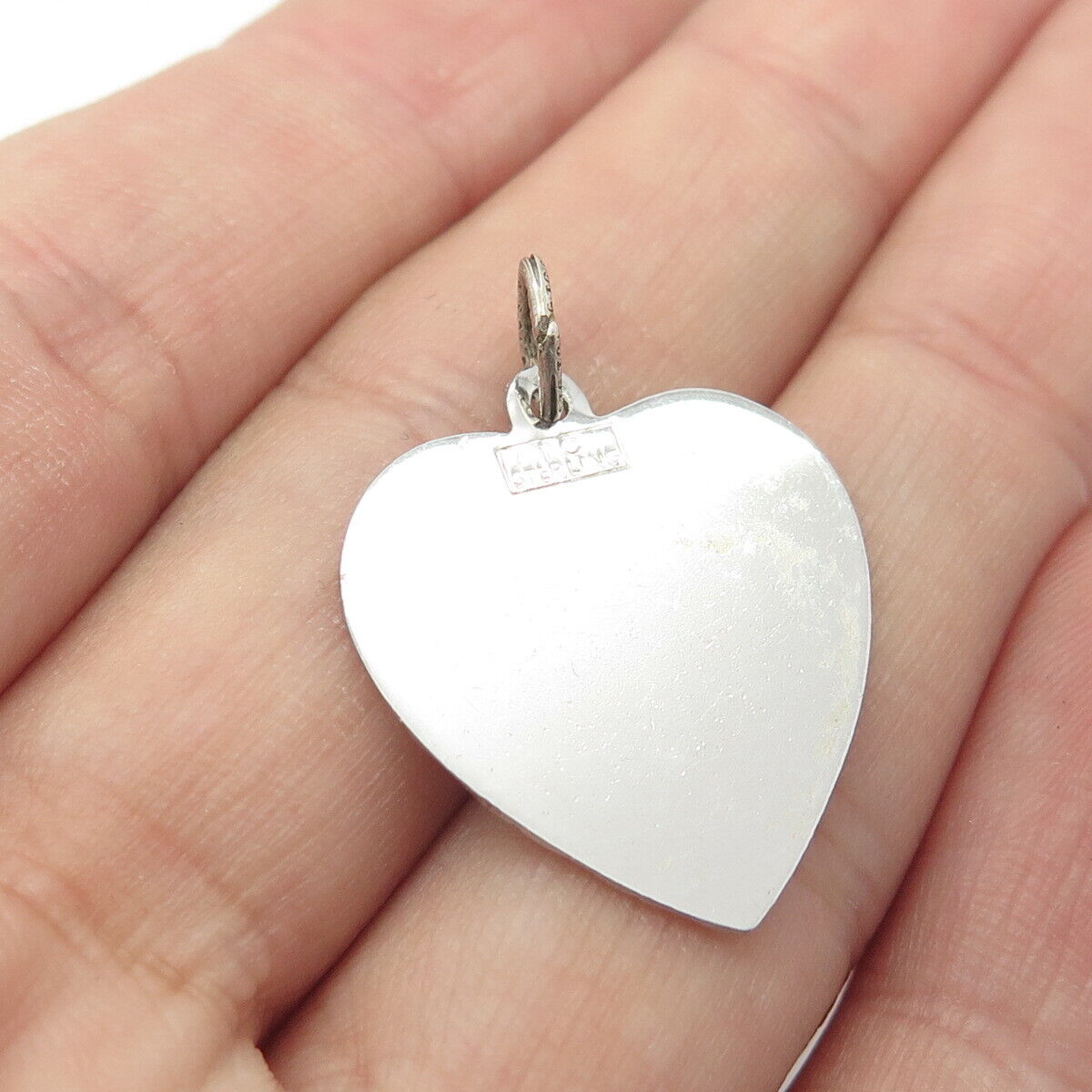 925 Sterling Silver Vintage "Mother" Love Heart Charm Pendant