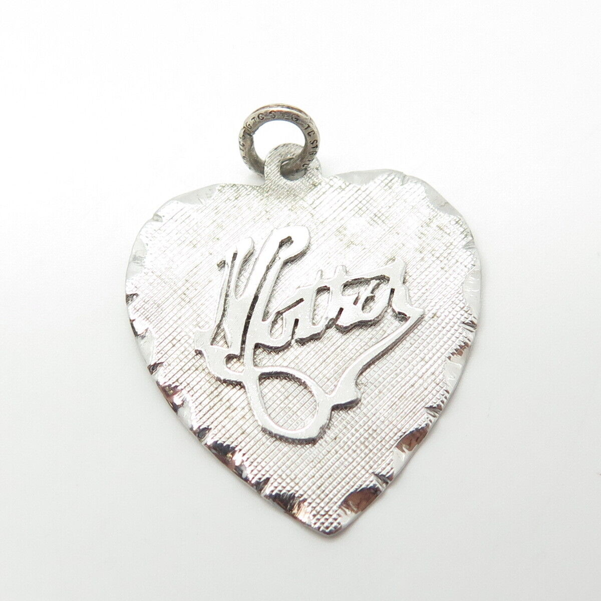 925 Sterling Silver Vintage "Mother" Love Heart Charm Pendant