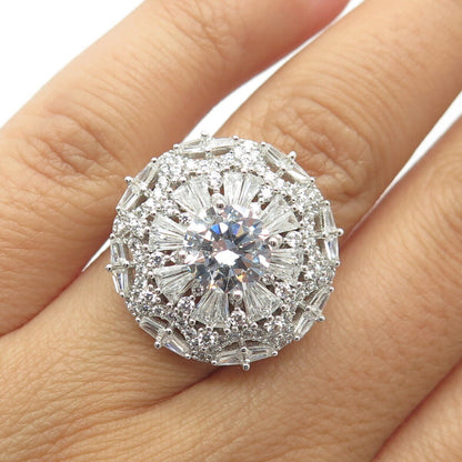 925 Sterling Silver Pave C Z Ring Size 7