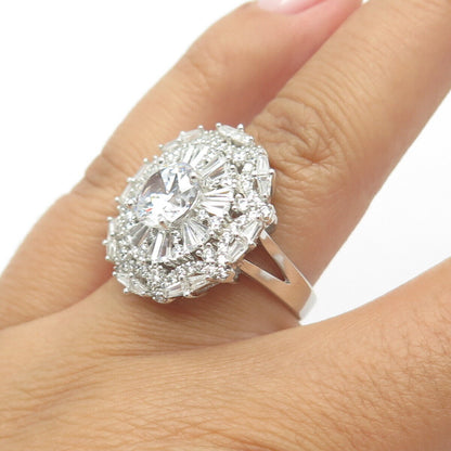 925 Sterling Silver Pave C Z Ring Size 7