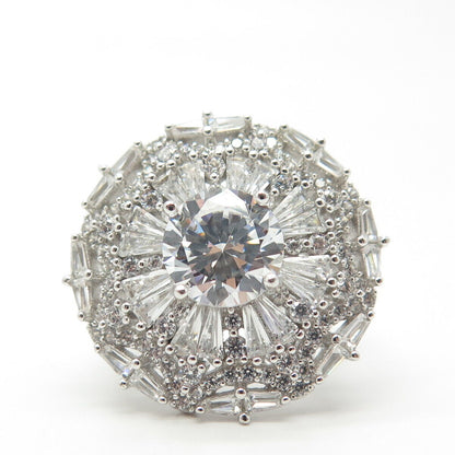 925 Sterling Silver Pave C Z Ring Size 7