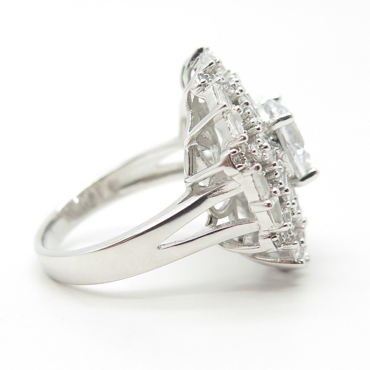 925 Sterling Silver Pave C Z Ring Size 7