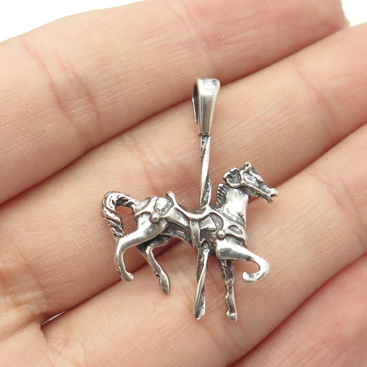 925 Sterling Silver Vintage Horse Pendant