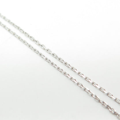 925 Sterling Silver White & Blue C Z Rolo Chain Necklace 18"