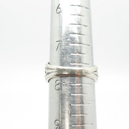 925 Sterling Silver Vintage Open Swirl Dome Ring Size 7.75