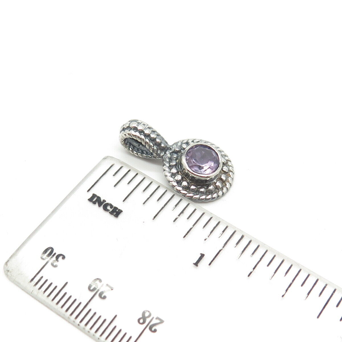 925 Sterling Silver Vintage Real Amethyst Gemstone Beaded Pendant