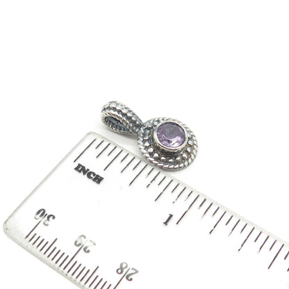 925 Sterling Silver Vintage Real Amethyst Gemstone Beaded Pendant