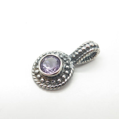 925 Sterling Silver Vintage Real Amethyst Gemstone Beaded Pendant