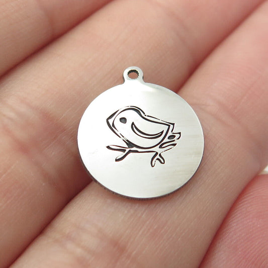 925 Sterling Silver USA Two In Town Little Bird Charm Pendant