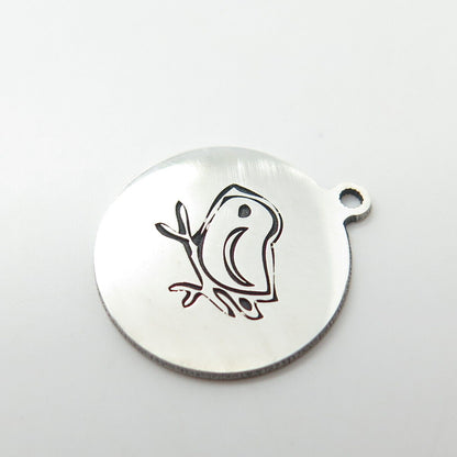 925 Sterling Silver USA Two In Town Little Bird Charm Pendant