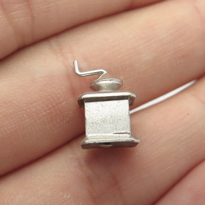 925 Sterling Silver Antique Art Deco coffee grinder Charm Pendant