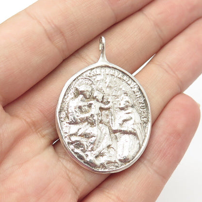 925 Sterling Silver Vintage Religious Theme Pendant