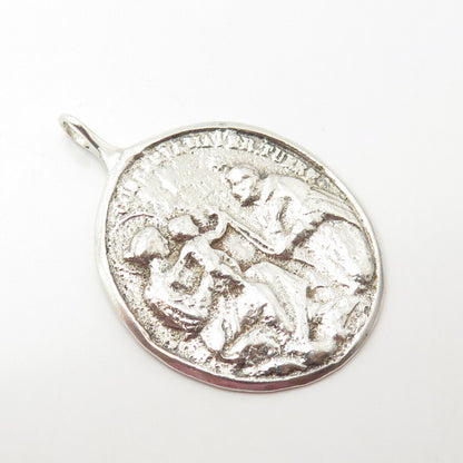 925 Sterling Silver Vintage Religious Theme Pendant