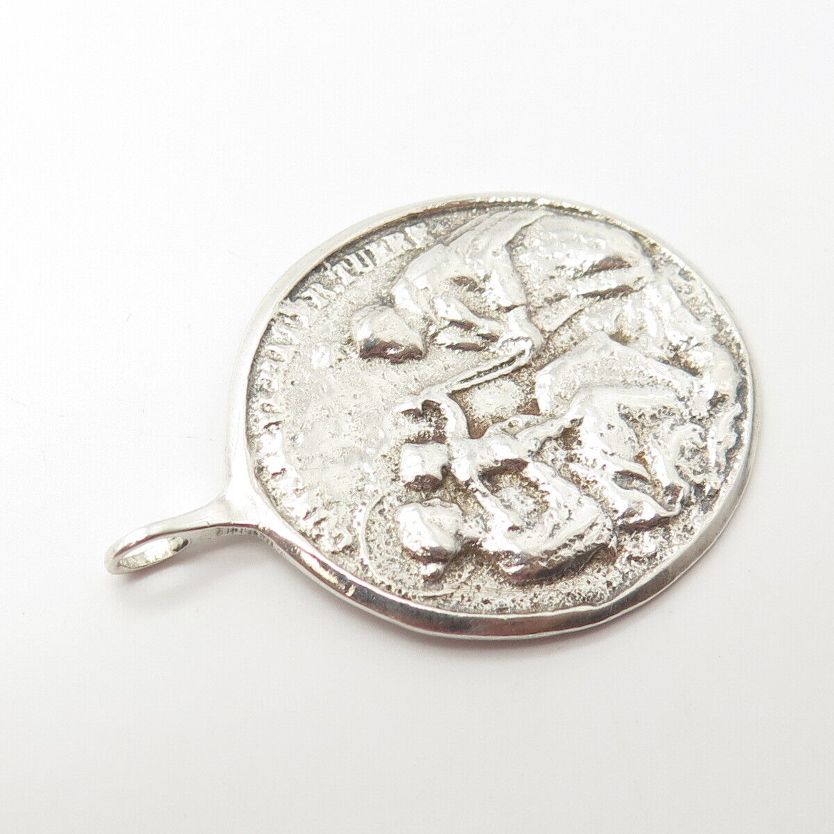 925 Sterling Silver Vintage Religious Theme Pendant