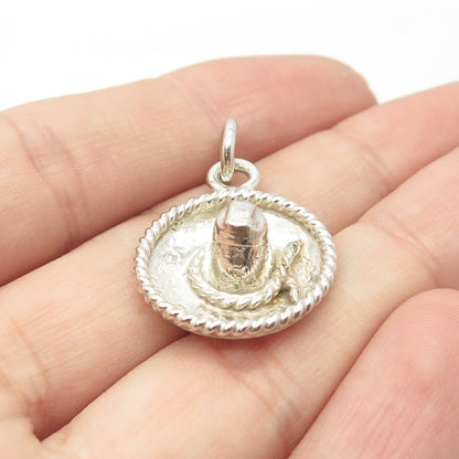 925 Sterling Silver Vintage Sombrero Charm Pendant