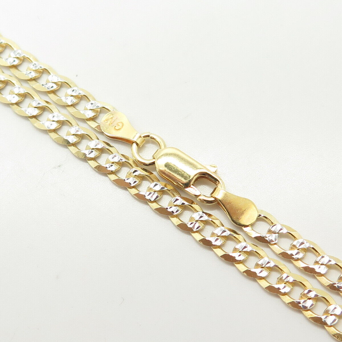 925 Sterling Silver Gold Plated Italy P.Lux Diamond-Cut Cuban Chain Necklace 18"