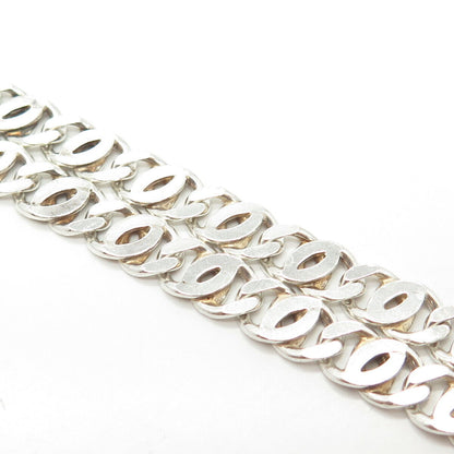 925 Sterling Silver Vintage Double Flat Curb Chain Necklace 18"