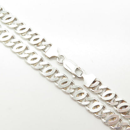 925 Sterling Silver Vintage Double Flat Curb Chain Necklace 18"