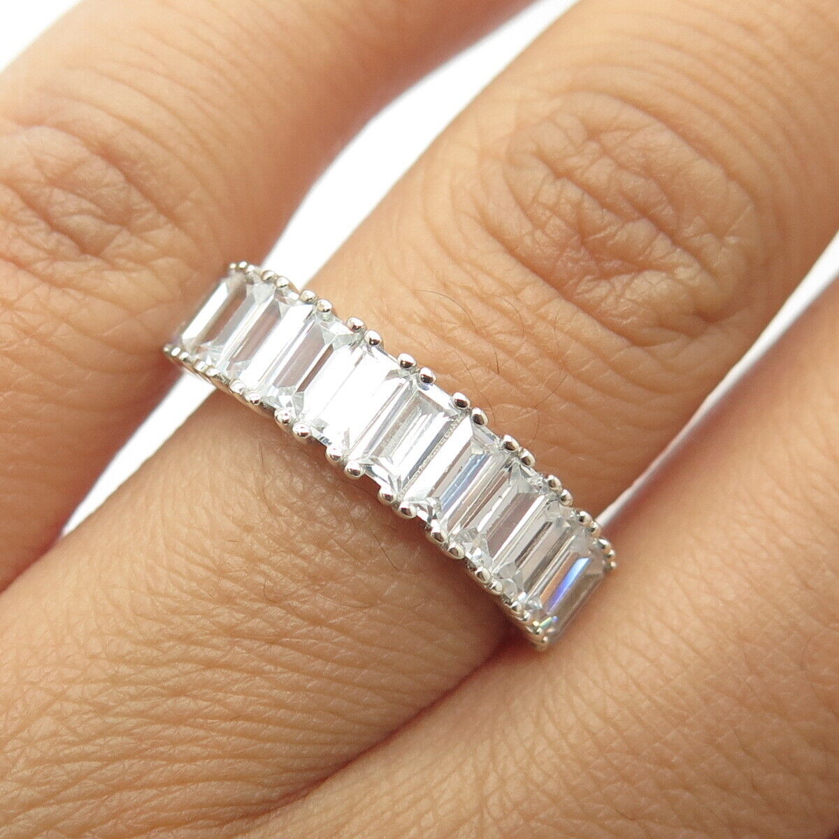 925 Sterling Silver Pave C Z Ring Size 7.25