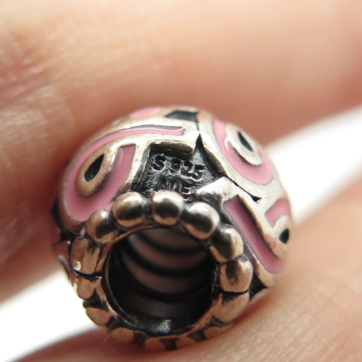 925 Sterling Silver Pandora Rose Enamel Bead Charm