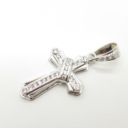 925 Sterling Silver White C Z Cross Pendant