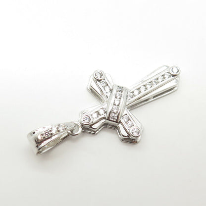 925 Sterling Silver White C Z Cross Pendant