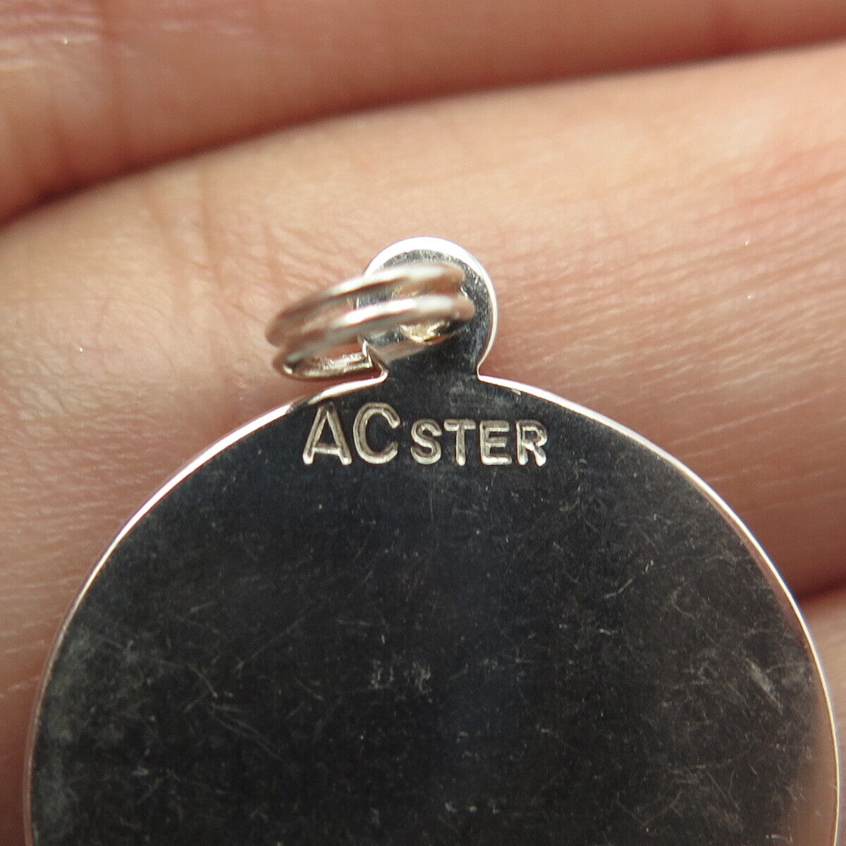 925 Sterling Silver Vintage AC Hagerstown MD Round Tag Pendant