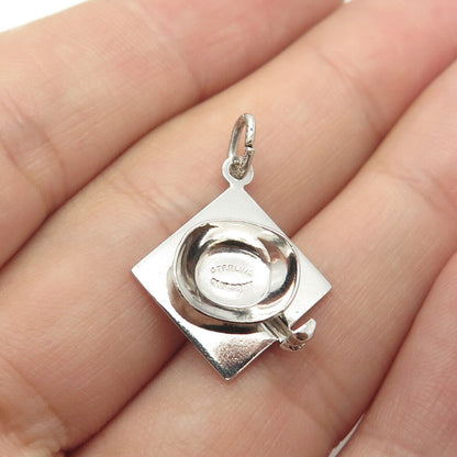 925 Sterling Silver Antique Art Deco Danecraft Graduation Hat Charm Pendant