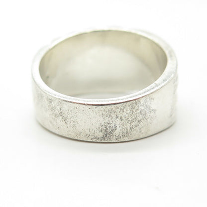 925 Sterling Silver Vintage Modernist Ribbed Ring Size 8.25
